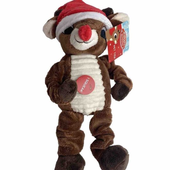 DanDee Rudolph The Red-Nosed Reindeer Pet Toy 12" Squeaks, Stretch Legs & Arms - Picture 4 of 4